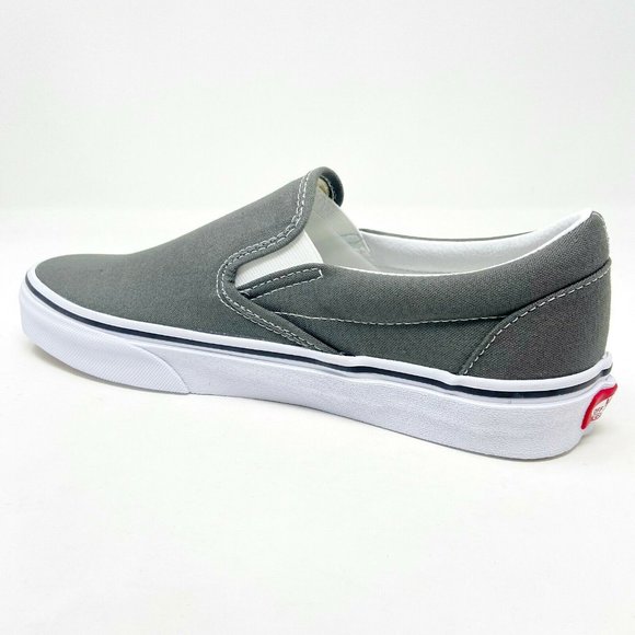 Vans Classic Slip On Charcoal Gray White Womens Casual Shoes - Picture 3 of 5